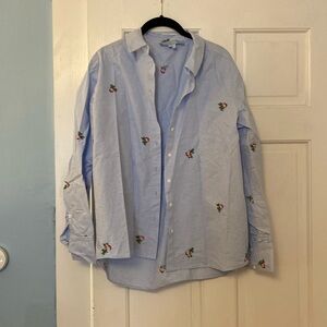 Hill House James Button Down Shirt Poplin Embroidered Size M EUC